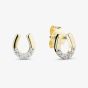 Yellow Gold Tone Plated Sterling Silver Cubic Zirconia Horseshoe Stud Earrings 05S2AZE591006