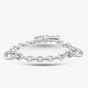 Silver & Diamond Cut Out Heart Link Chain T-Bar Bracelet PBC02762