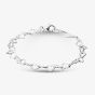 Sterling Silver Open Heart Link Bracelet B4323
