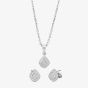 Silver Pave Cushion Pendant and Earrings Set E610666+E610666-P