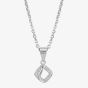 Silver Cubic Zirconia Open Square Pendant and Earring Set E610858+E610858-P