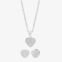 Silver Pave Heart Pendant and Studs Set E611718+P611854