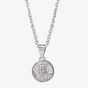 Silver Cubic Zirconia Textured Button Pendant and Earring Set E610348+P610561