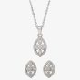 Silver Pave Open Marquise Pendant and Earring Set E614905+P614075