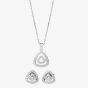 Silver Pave Open Triangle Pendant and Earring Set E611952+P612148