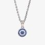 Silver Blue and White Cubic Zirconia Round Pendant and Earring Set SET9729