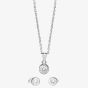 Silver Cubic Zirconia Bezel-set Pendant and Earring Set SET11215
