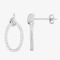 Silver Cubic Zirconia Open Oval Pendant and Dropper Earring Set SET12795