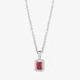 Silver Red Cubic Zirconia Baguette Pendant and Earring Set SET14195