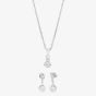 Silver Cubic Zirconia Bezel-set Graduated Pendant and Earring Set SET14071