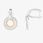 Two Tone Cubic Zirconia Double Open Circle Pendant and Earring Set SET12423