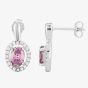 Silver Lilac Cubic Zirconia Oval Pendant and Dropper Earring Set SET9649