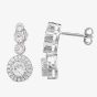 Silver Cubic Zirconia Graduated Pendant and Dropper Earrings Set SET5449