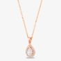 Starbright Rose Pear-cut Cubic Zirconia Halo Pendant THB-01P 3A RGP