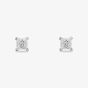 Starbright Silver 3mm Four Claw Square-Cut Cubic Zirconia Stud Earrings E304(3X3M) 3A