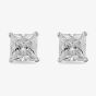 Starbright Silver 6mm Four Claw Square-Cut Cubic Zirconia Stud Earrings E304(6X6M) 3A