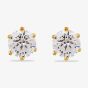 Starbright Gold 6mm Six Claw Cubic Zirconia Stud Earrings E2177(6M) 3A GP