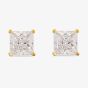 Starbright Gold 5mm Four Claw Square-Cut Cubic Zirconia Stud Earrings E304(5X5M) 3A GP