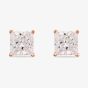 Starbright Rose 5mm Four Claw Square-Cut Cubic Zirconia Stud Earrings E304(5X5M) 3A RGP