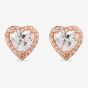 Starbright Rose Heart-cut Cubic Zirconia Halo Stud Earrings THB-03E (3A) RGP