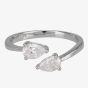Starbright Silver Pear-Cut Cubic Zirconia Open Ring R699 3A