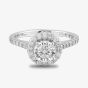 Starbright Silver Round Cubic Zirconia Halo Shouldered Ring R3578 3A