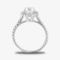 Starbright Silver Round Cubic Zirconia Halo Shouldered Ring R3578 3A