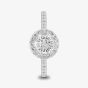 Starbright Silver Round Cubic Zirconia Halo Shouldered Ring R3578 3A