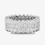 Starbright Silver Cubic Zirconia Claw Set Three Row Full Eternity Ring R4883 3A