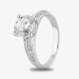 Starbright Silver Four Claw Round Cubic Zirconia Double Shouldered Ring R6154 3A