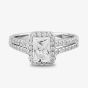 Starbright Silver Baguette-Cut Cubic Zirconia Halo Split Shouldered Ring R6160 3A