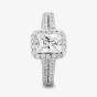 Starbright Silver Baguette-Cut Cubic Zirconia Halo Split Shouldered Ring R6160 3A