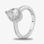 Starbright Silver Pear-Cut Cubic Zirconia Halo Shouldered Ring R6163 3A