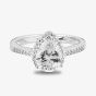 Starbright Silver Pear-Cut Cubic Zirconia Halo Shouldered Ring R6163 3A