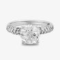 Starbright Silver Four Claw Round Cubic Zirconia Pavé Shouldered Ring R6285 3A