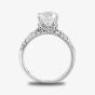 Starbright Silver Four Claw Round Cubic Zirconia Pavé Shouldered Ring R6285 3A