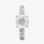 Starbright Silver Four Claw Round Cubic Zirconia Pavé Shouldered Ring R6285 3A