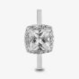 Starbright Silver Square-cut Cubic Zirconia Halo Ring R7048 3A