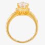 Starbright Gold Pear-Cut Cubic Zirconia Halo Shouldered Ring R6163 3A GP