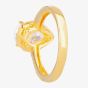 Starbright Gold Pear-Cut Cubic Zirconia Halo Shouldered Ring R6163 3A GP