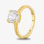 Starbright Gold Cushion-Cut Cubic Zirconia Shouldered Ring R6219 3A GP