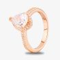 Starbright Rose Pear-Cut Cubic Zirconia Halo Shouldered Ring R6163 3A RGP