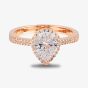 Starbright Rose Pear-Cut Cubic Zirconia Halo Shouldered Ring R6163 3A RGP