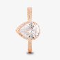 Starbright Rose Pear-Cut Cubic Zirconia Halo Shouldered Ring R6163 3A RGP
