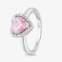 Starbright Sterling Silver Heart Shaped Cubic Zirconia Halo Ring THB-03R PK
