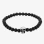 Bourne and Wilde Mens Black Agate Skull Bead Bracelet OSB-1610SBK