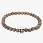 Bourne and Wilde Mens Bronzite Bead Skull Bead Bracelet OSB-1608SBN
