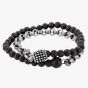 Bourne and Wilde Mens Black and Silver Double Bracelet OSB-1681SGR