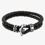 Bourne and Wilde Mens Double Black Leather Skull Bracelet UR15-05