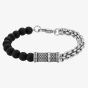 Bourne and Wilde Mens Black Bead and Chain Bracelet OSB-1564SBK